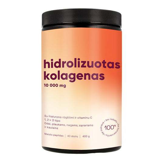 Melior hidrolizuotas kolagenas 10000mg su Hialurono rūgštimi ir vitaminu C, 400g